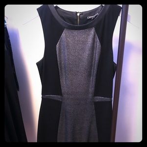 Express leather and sparkle holiday dress